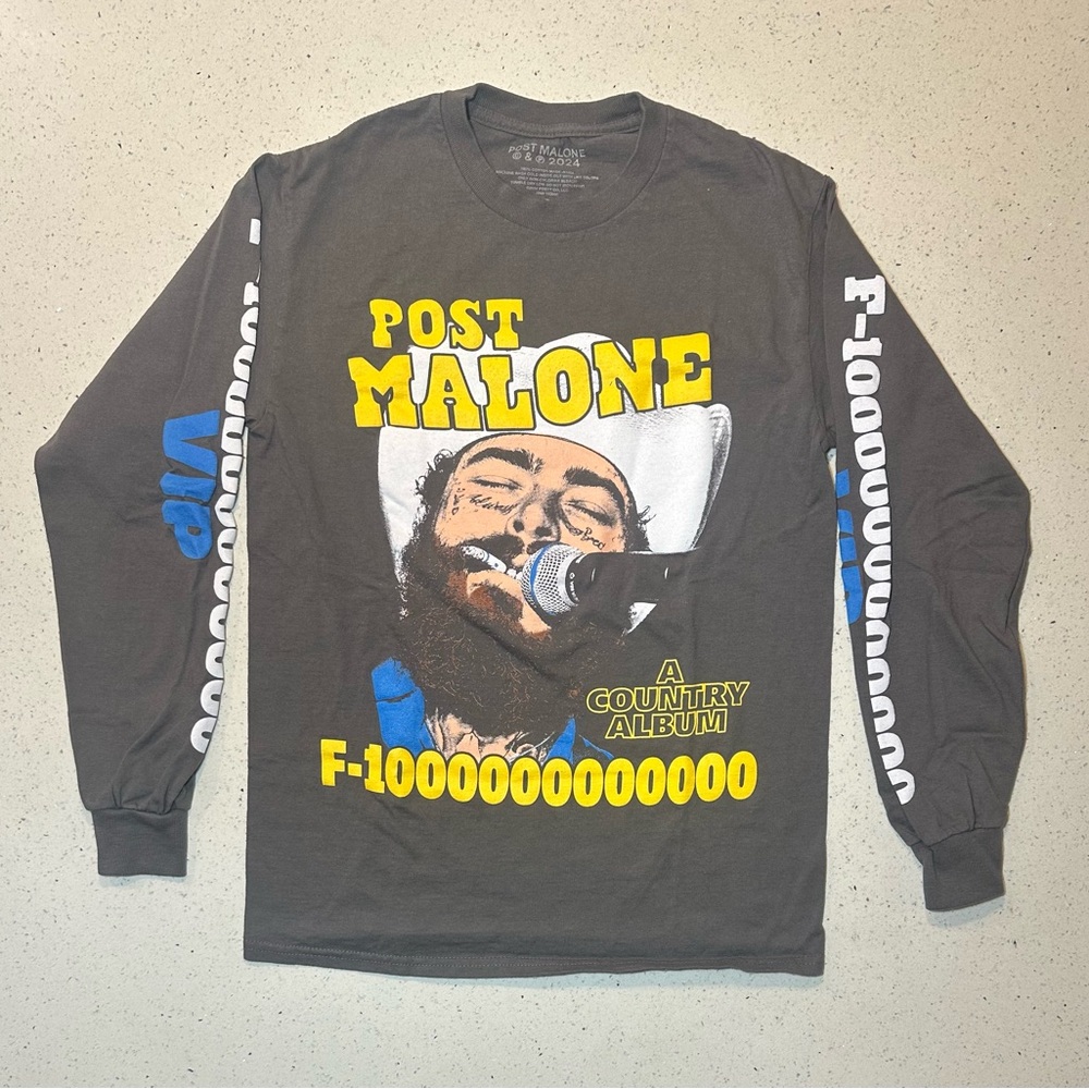 Post Malone F-1 Trillion tour unisex long sleeve tee /pre-loved, sleeve details - Picture 6 of 10